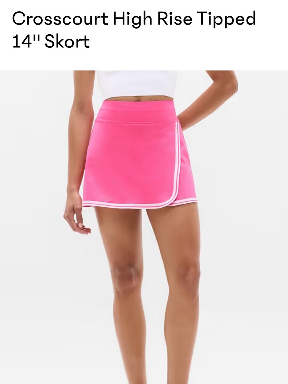 Pink Athletic Skort with White Tipped Trim